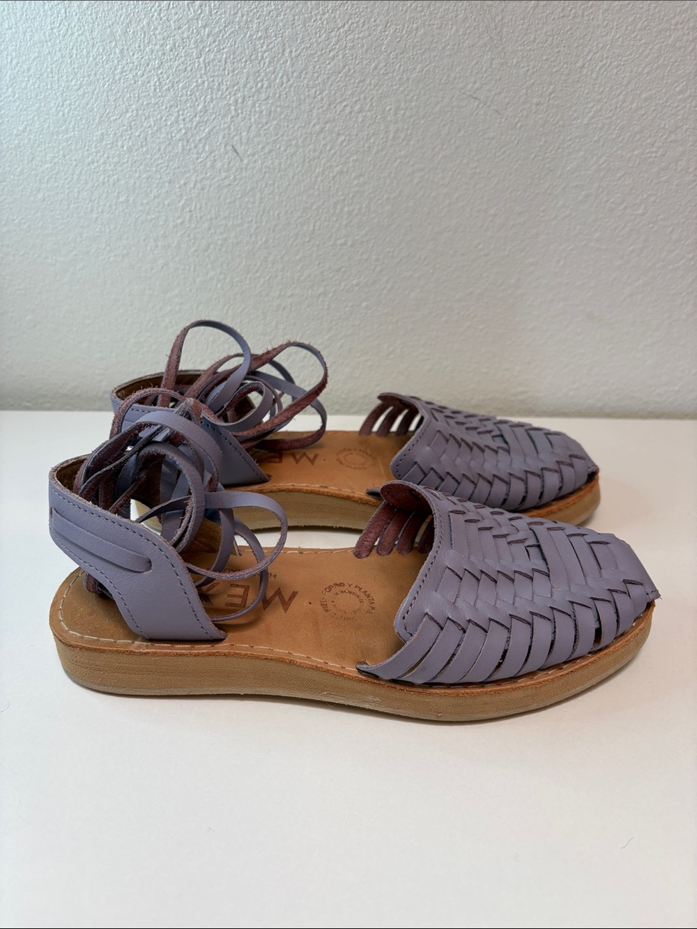 Mexas Lilac Woven Ankle-Tie Sandals - Picture 3 of 10